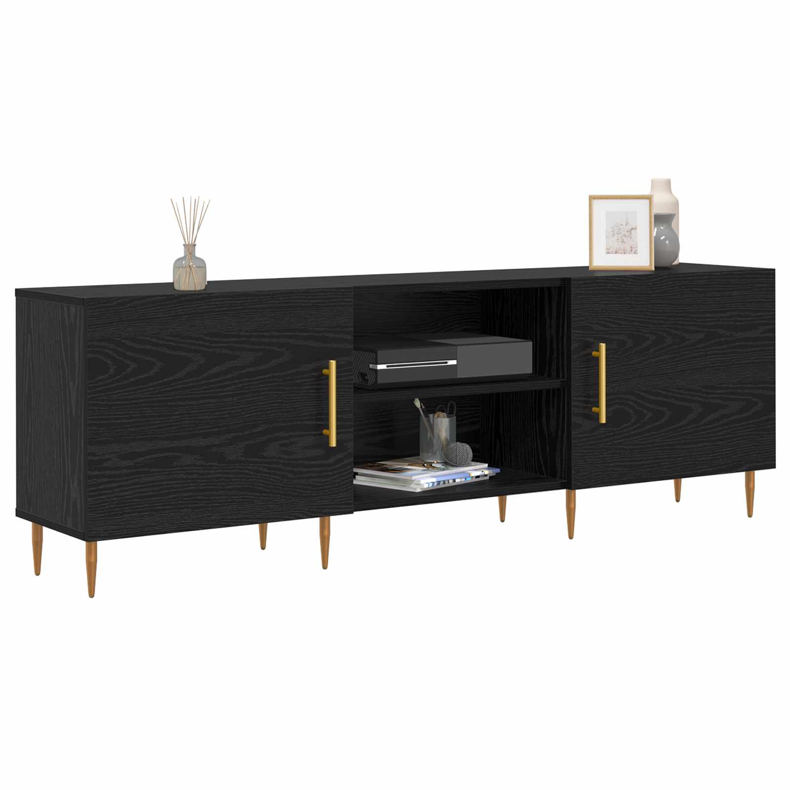 Mobile TV Rovere nero 150 x 30 x 50 cm Legno multistrato