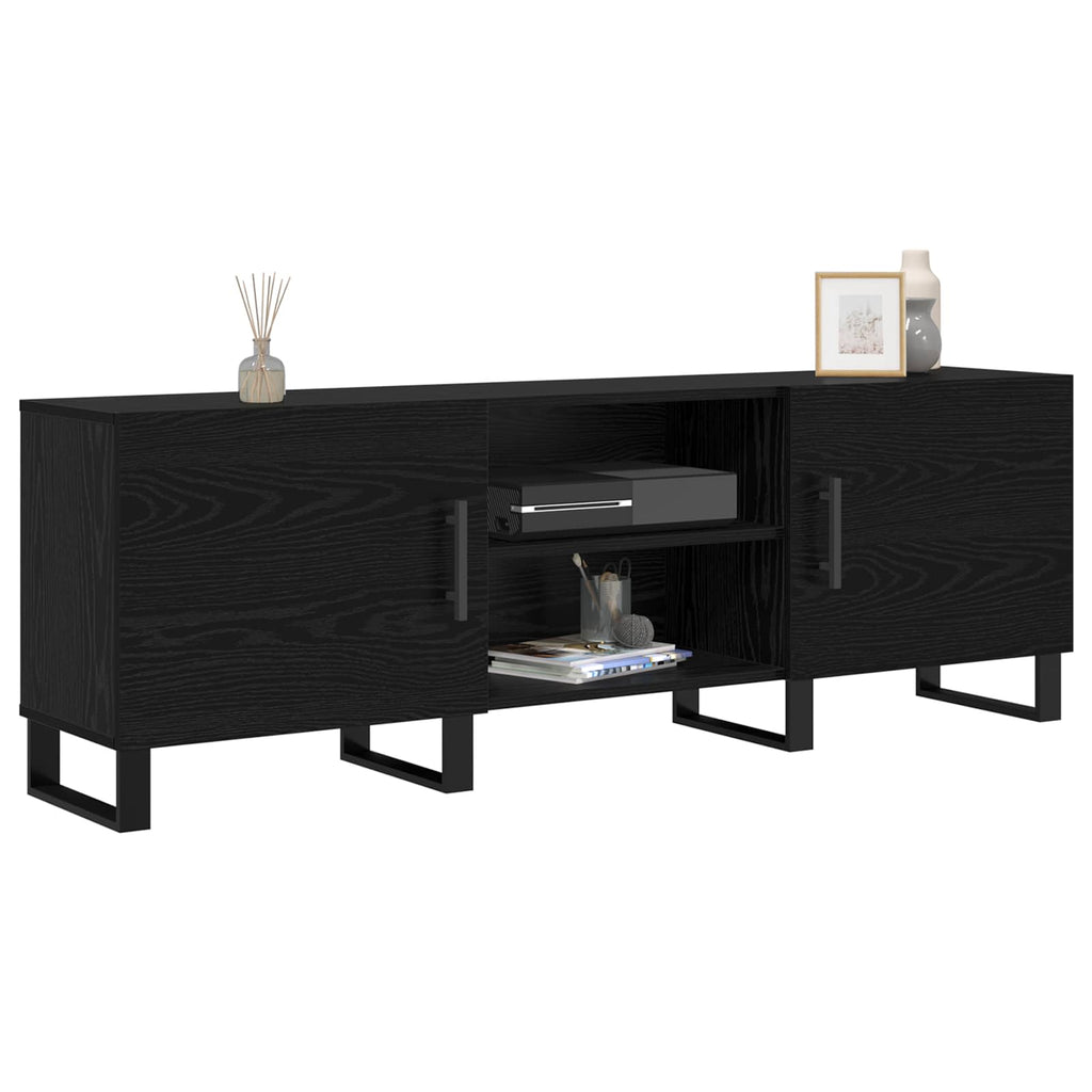 Mobile TV Rovere Nero 150 x 30 x 50 cm Legno multistrato