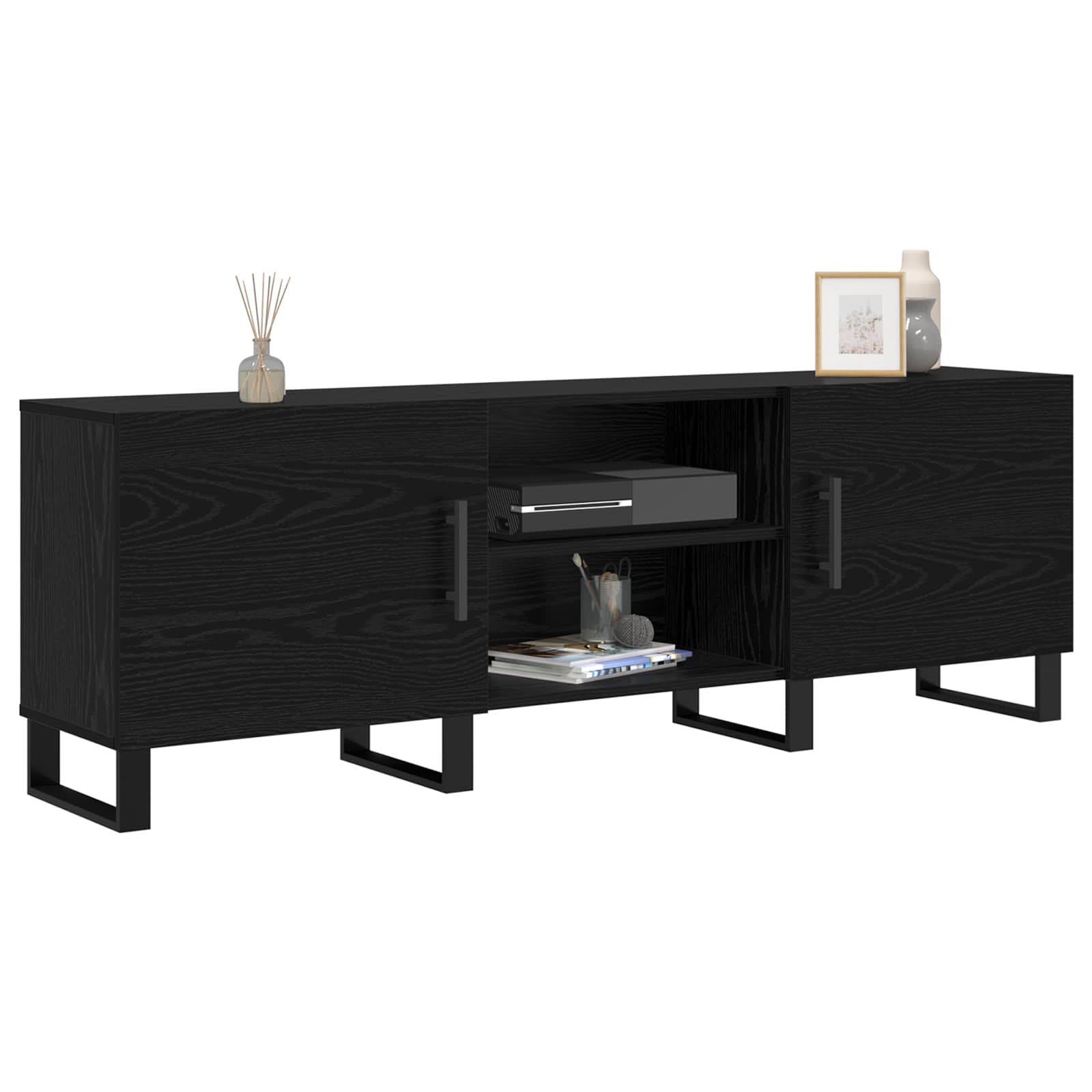 Mobile TV Rovere Nero 150 x 30 x 50 cm Legno multistrato