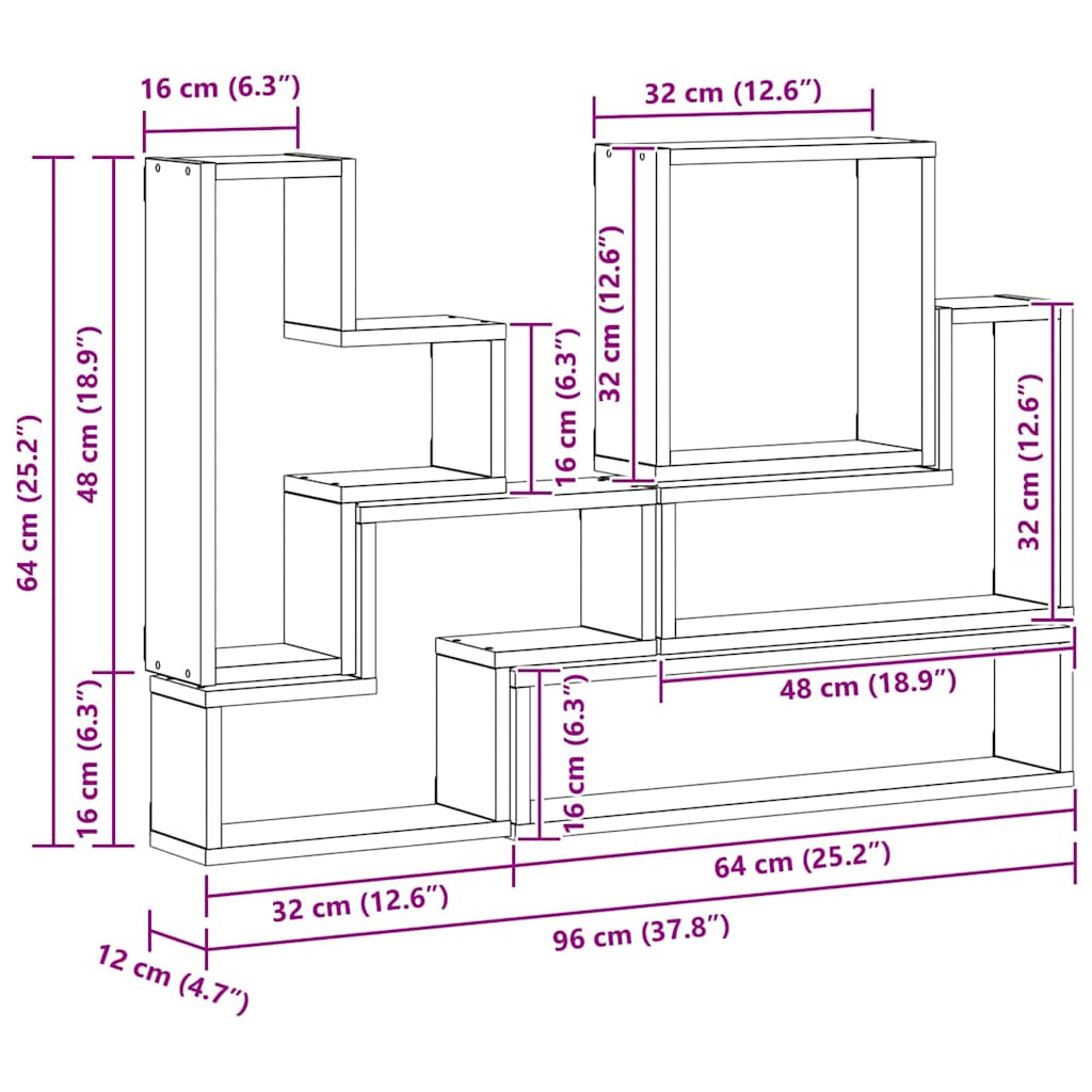 Scaffale da parete Rovere artigianale 96 x 12 x 64 cm