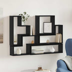 Scaffale da parete Rovere Nero 96 x 12 x 64 cm
