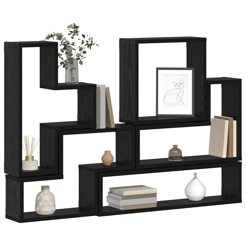 Scaffale da parete Rovere Nero 96 x 12 x 64 cm