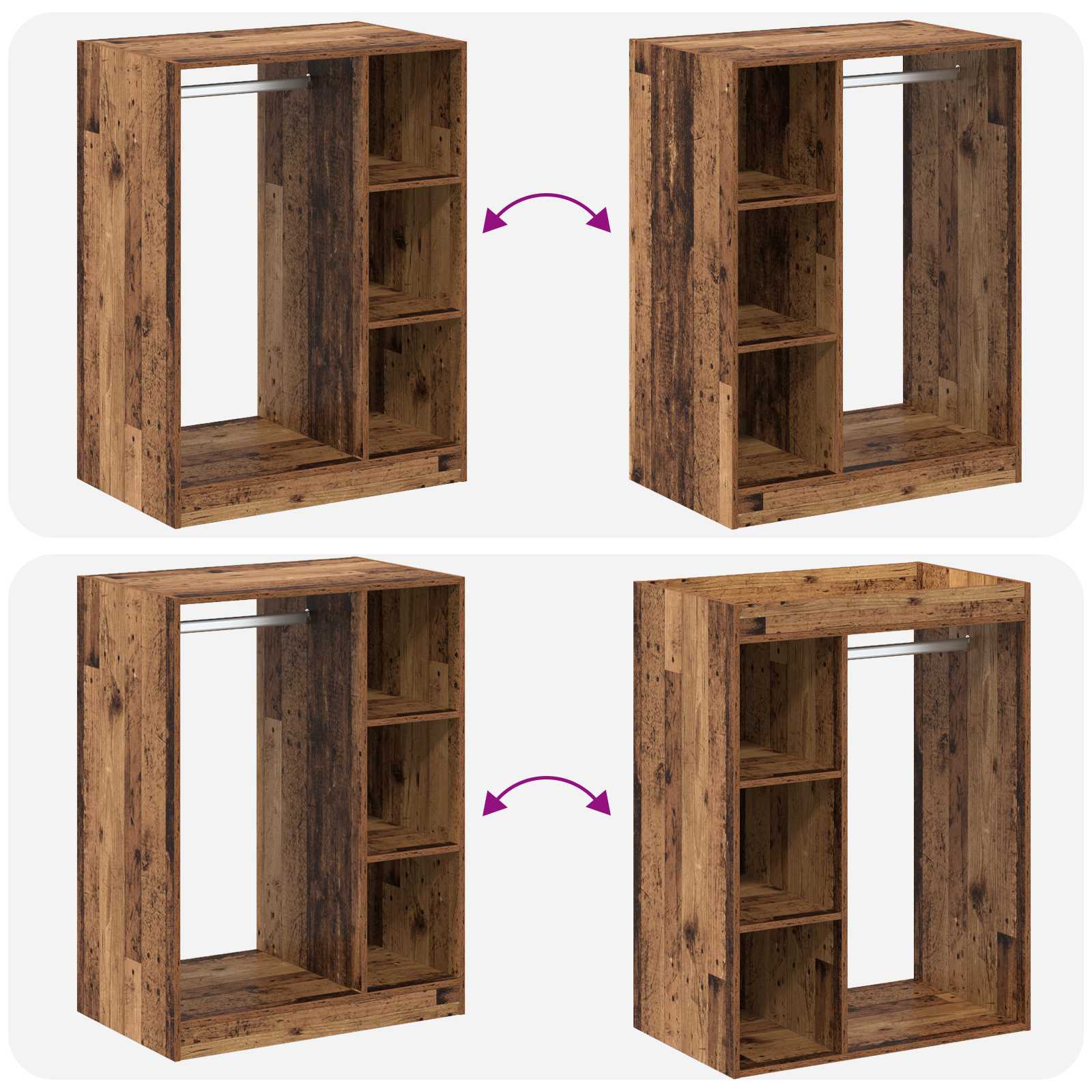 Guardaroba con lo scaffale Legno vecchio 77 x 48 x 102 cm