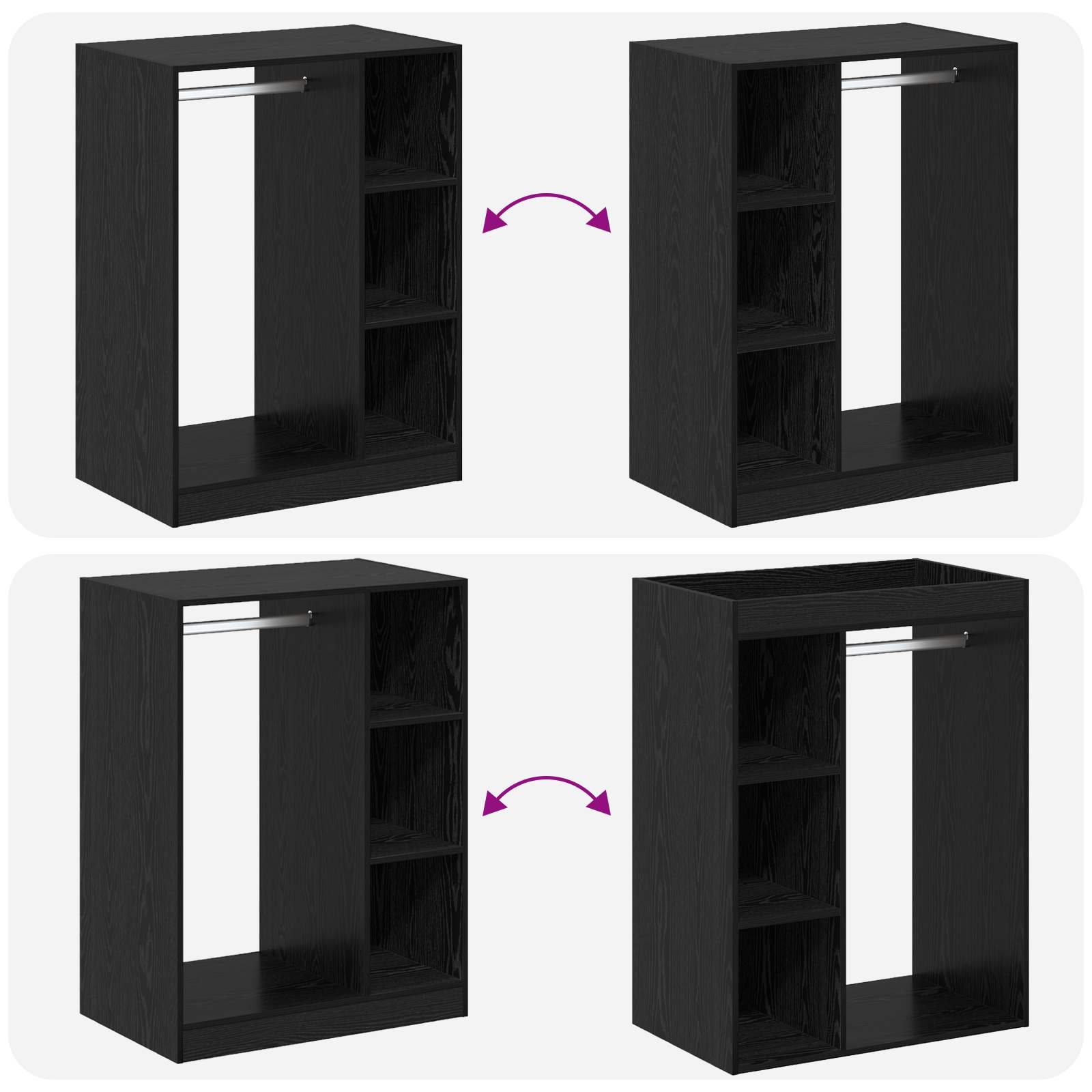 Guardaroba con lo scaffale Rovere Nero 77 x 48 x 102 cm