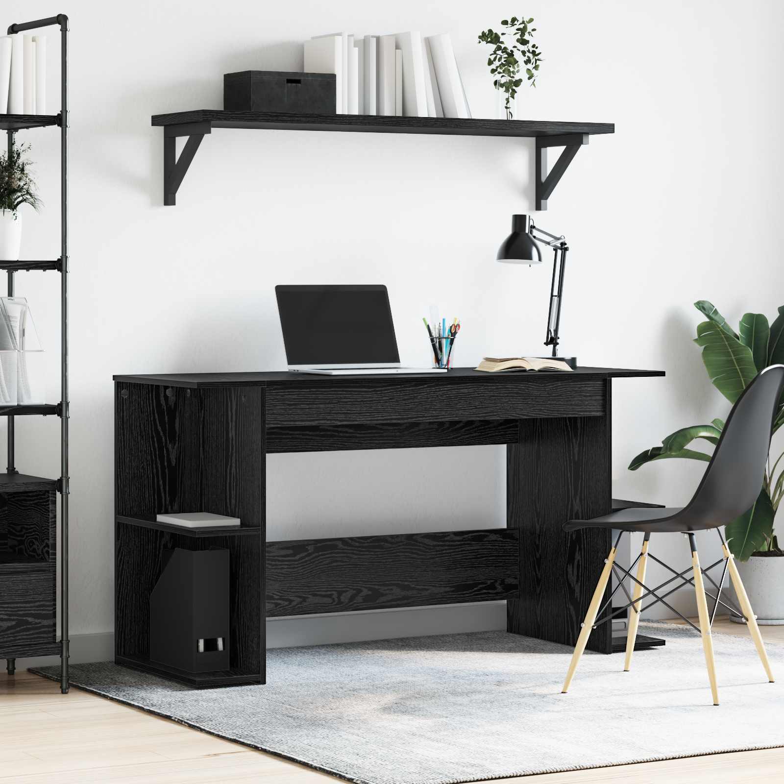 Scrivania Rovere nero 140 x 50 x 75 cm Legno multistrato