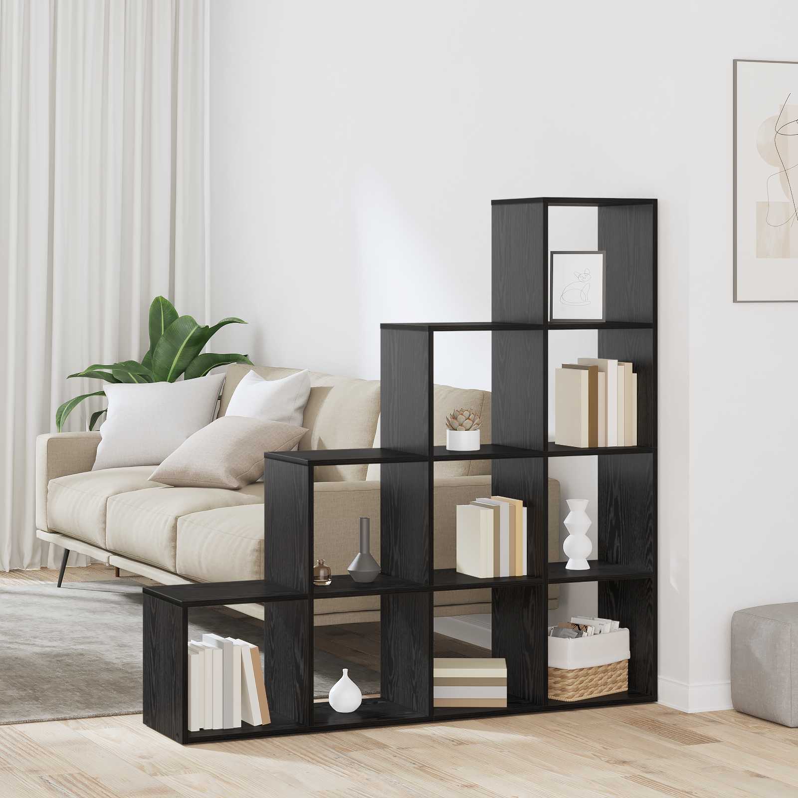 Libreria divisoria Rovere Nero 131,5 x 29 x 131,5 cm