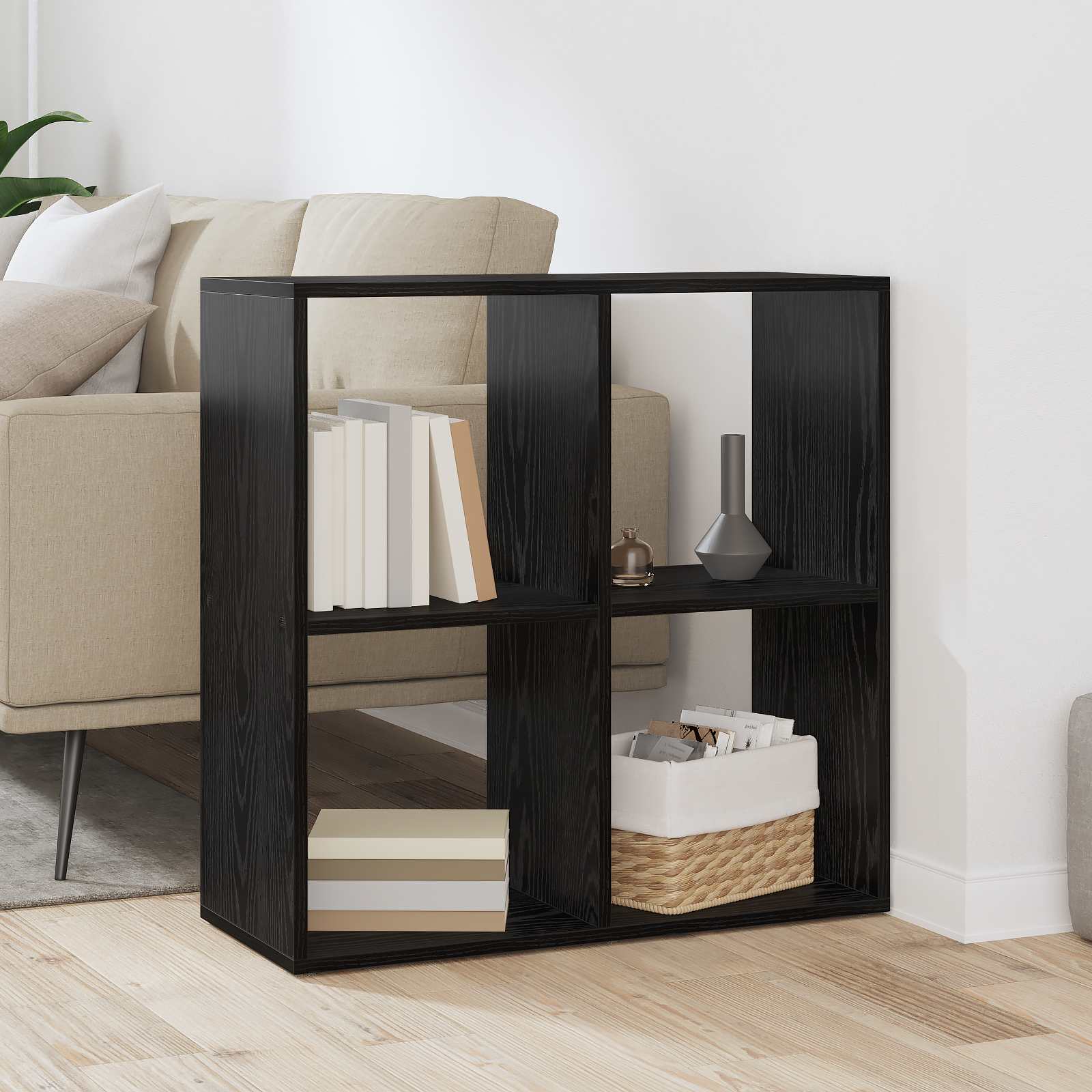 Armadio per Libri Rovere Nero 69,5 x 29 x 69,5 cm