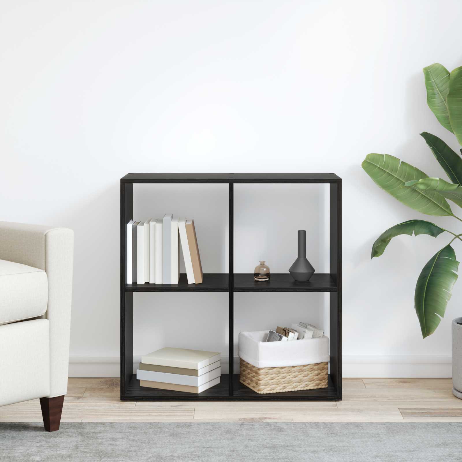 Armadio per Libri Rovere Nero 69,5 x 29 x 69,5 cm