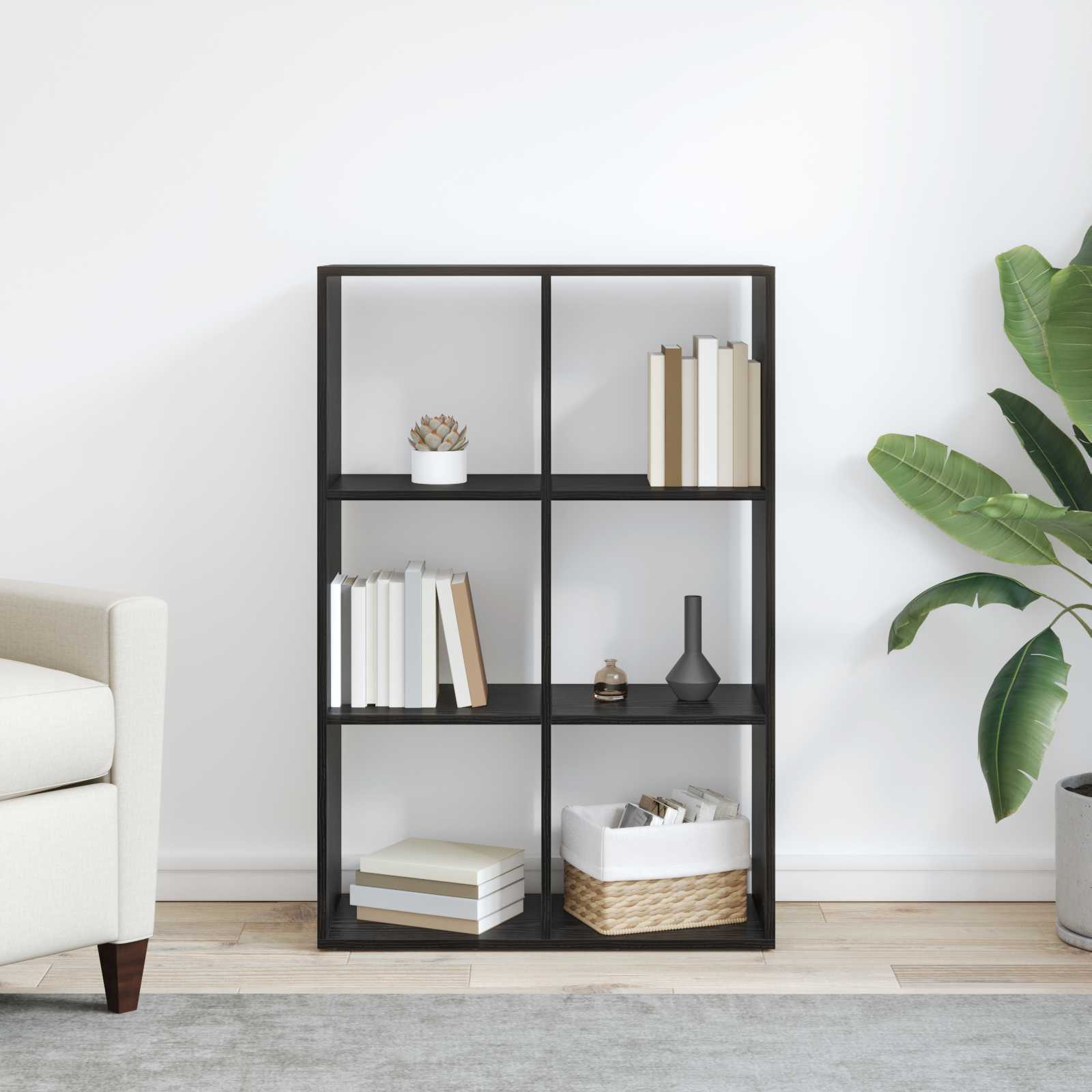 Armadio per Libri Rovere Nero 69,5 x 29 x 103,5 cm