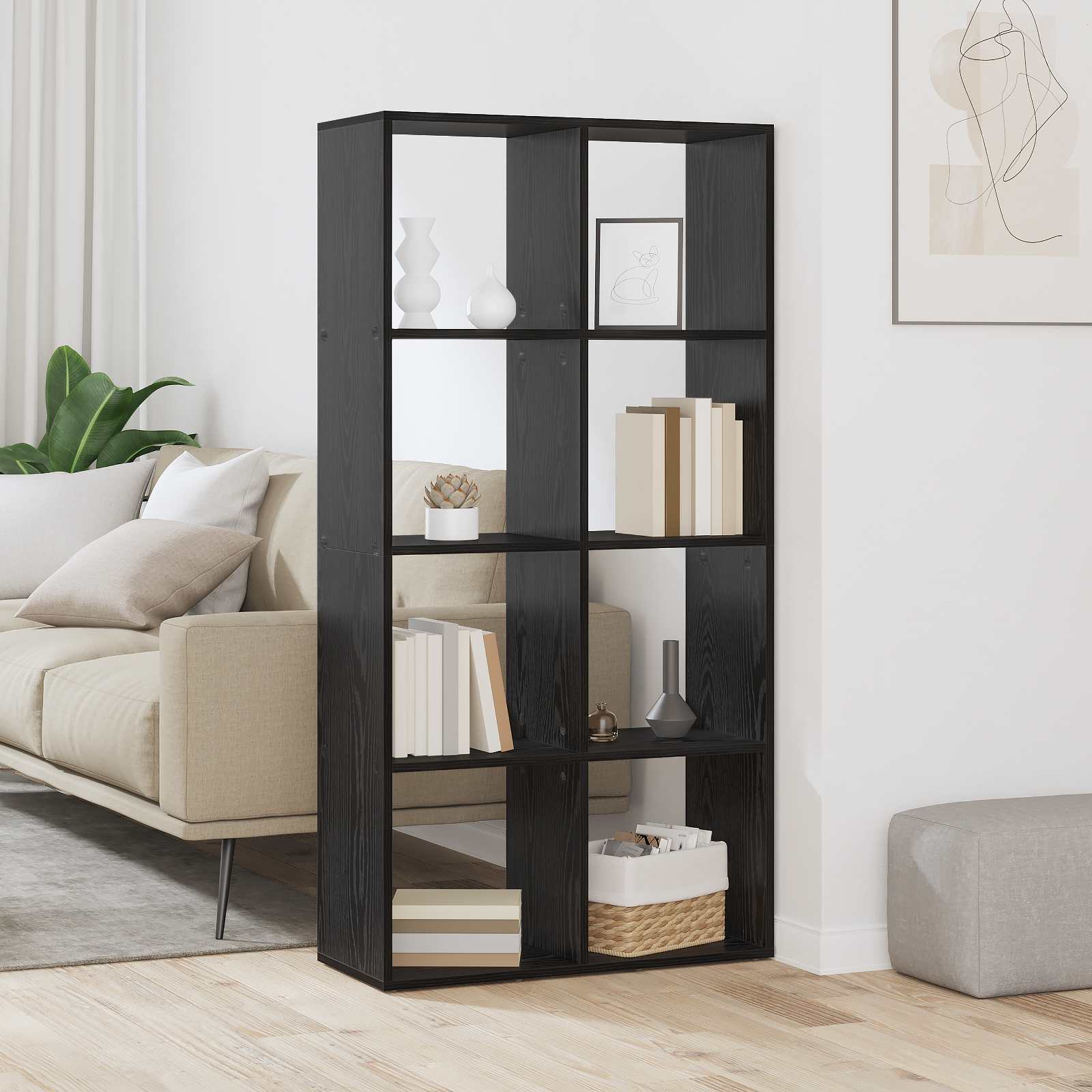 Armadio per Libri Rovere Nero 69,5 x 29 x 137,5 cm