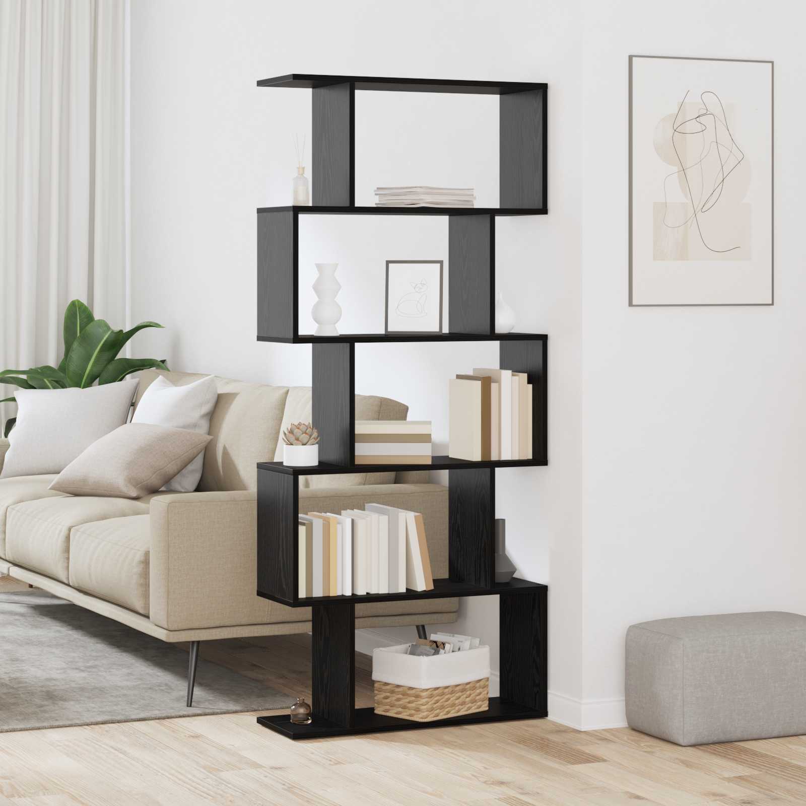 Armadio per Libri Rovere Nero 70 x 24 x 161 cm