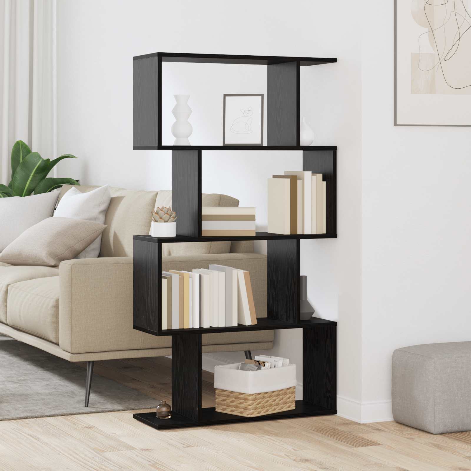 Armadio per Libri Rovere Nero 70 x 24 x 129 cm
