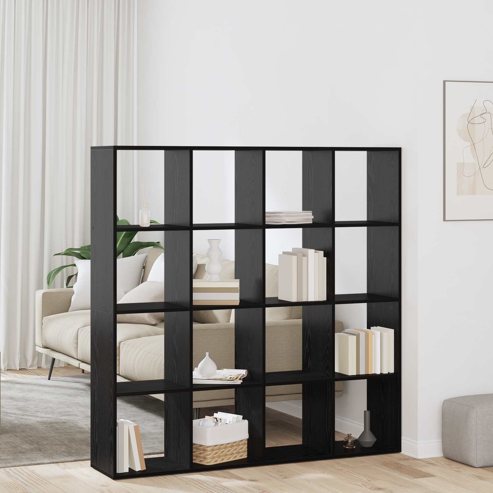 Armadio per Libri Rovere Nero 137,5 x 29 x 137,5 cm