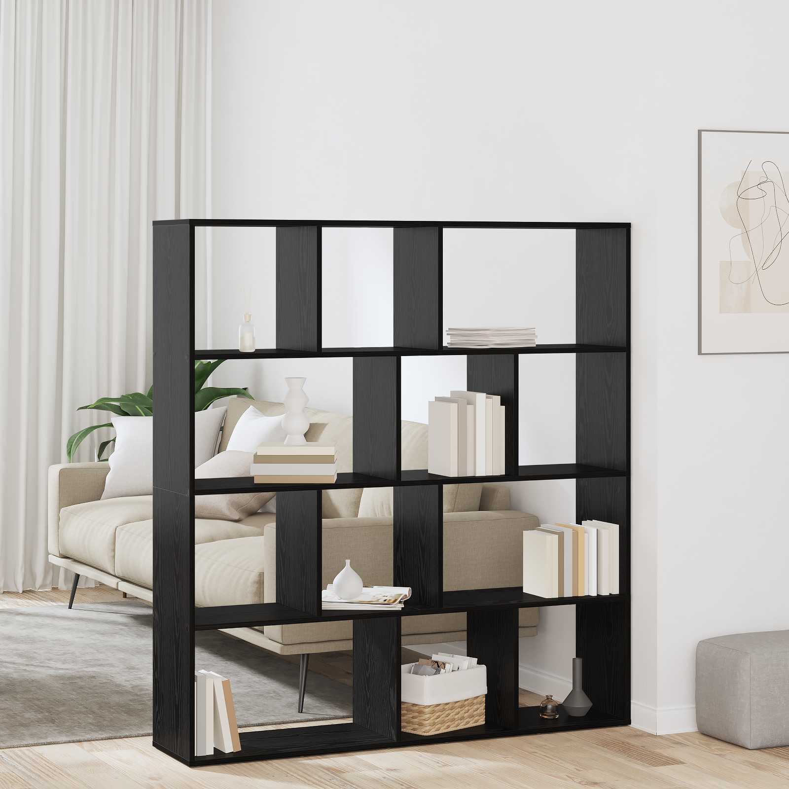 Armadio per Libri Rovere Nero 132 x 29 x 141,5 cm