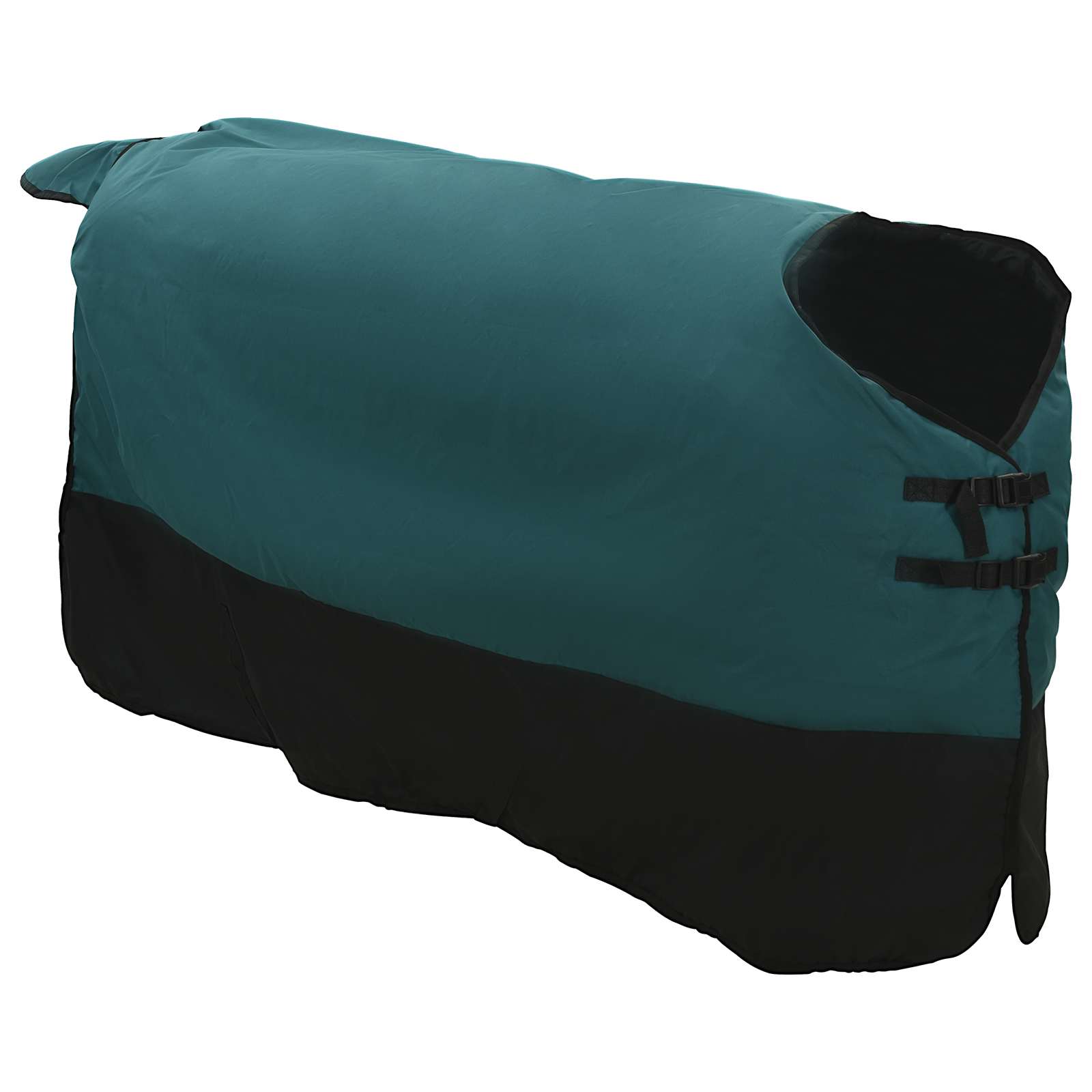 Coperta per Cavalli Verde Scuro e Nero 155 cm Poliestere