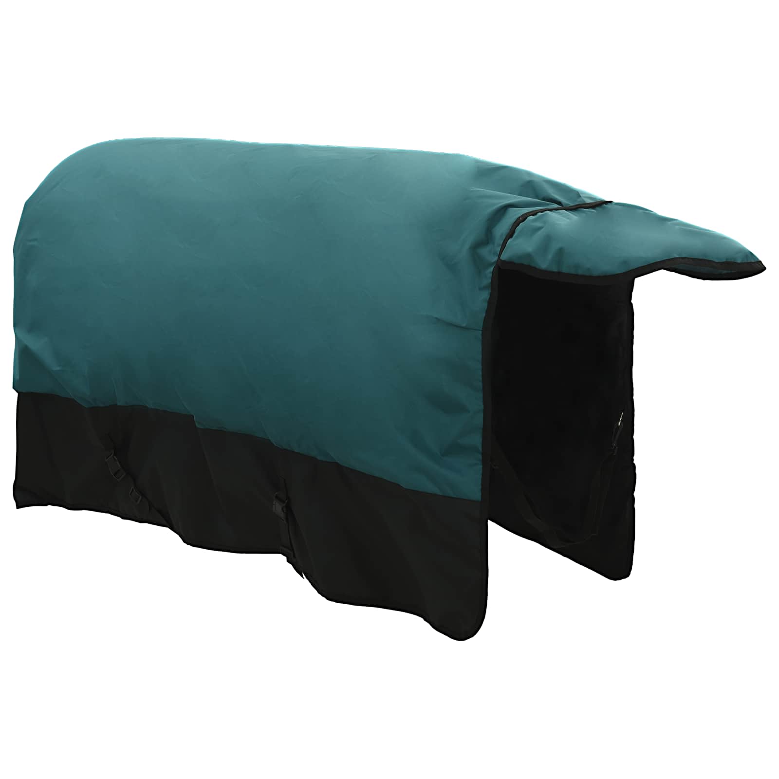 Coperta per Cavalli Verde Scuro e Nero 155 cm Poliestere