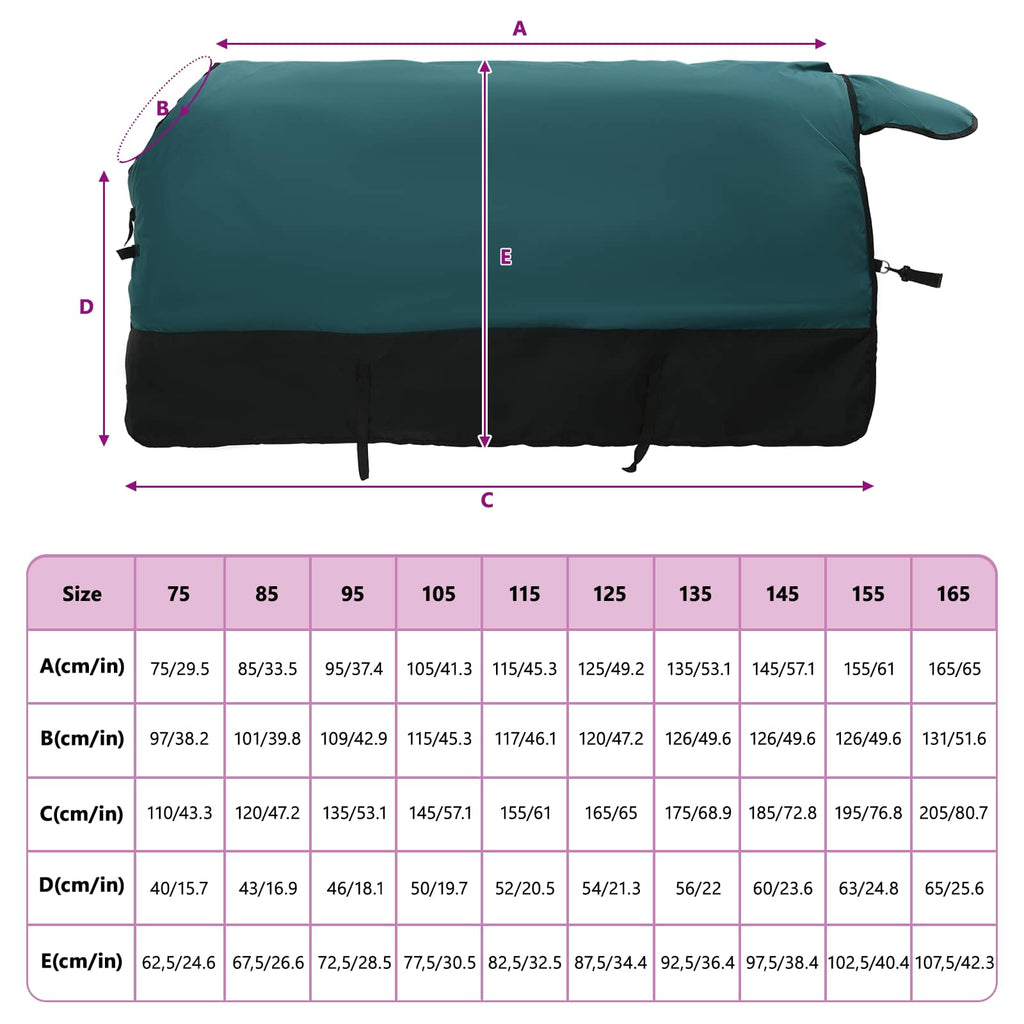 Coperta per Cavalli Verde Scuro e Nero 155 cm Poliestere