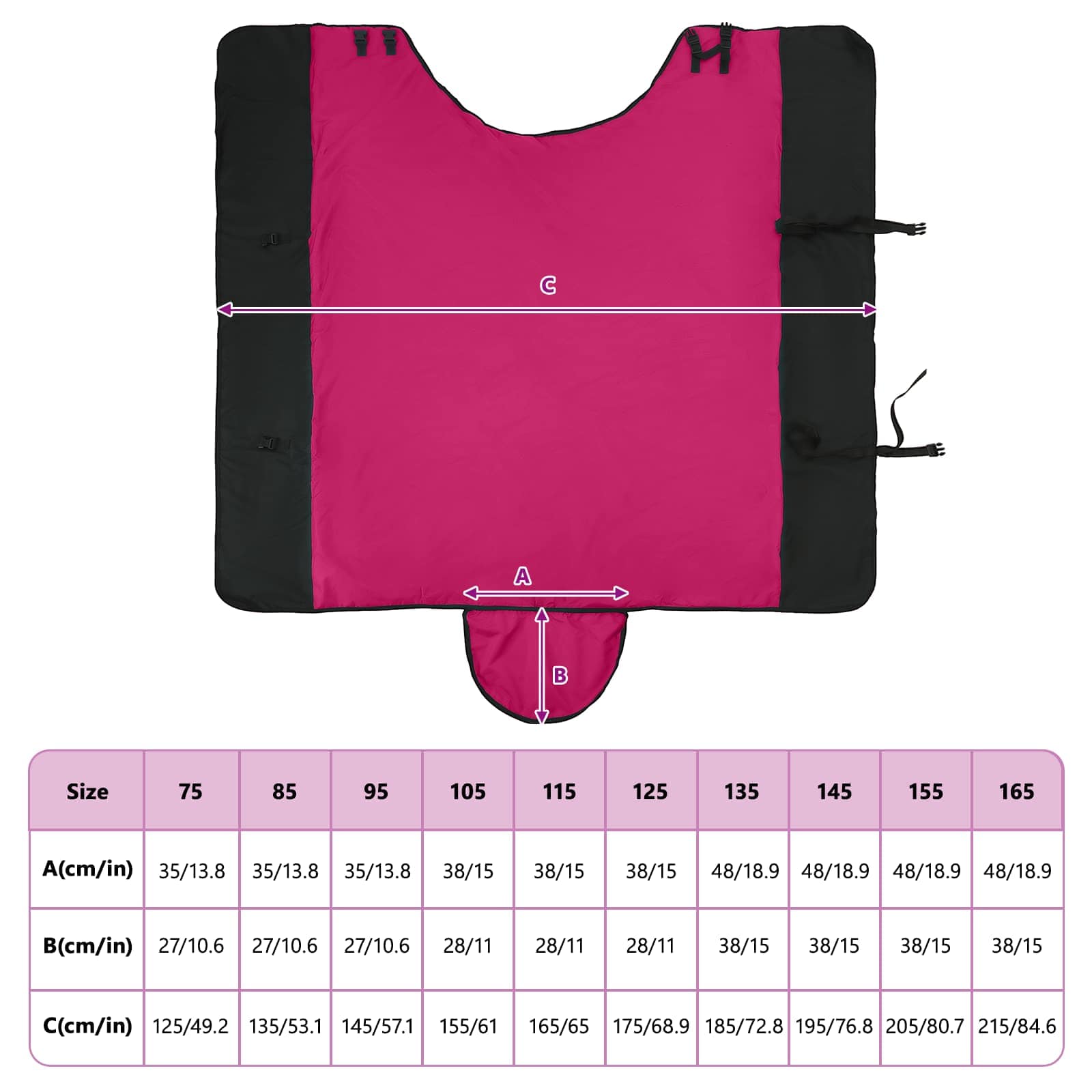 Coperta per Cavalli Rosa e Nero 155 cm Poliestere