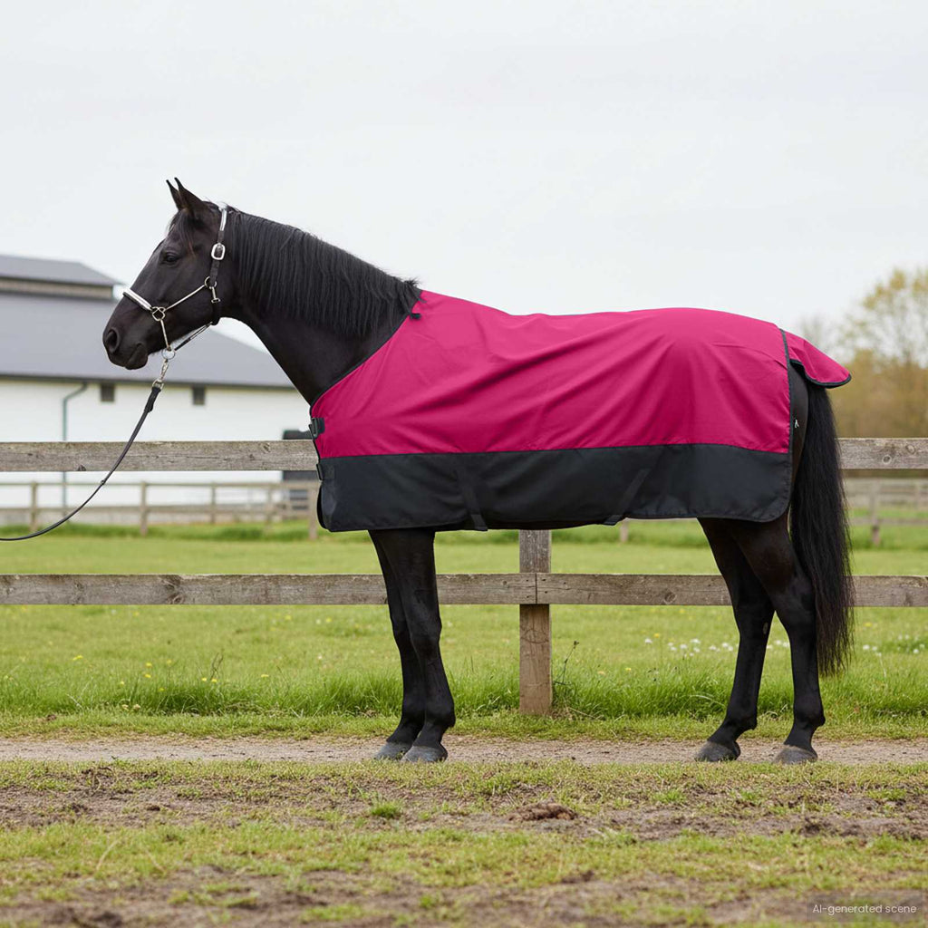 Coperta per Cavalli Rosa e Nero 165 cm Poliestere
