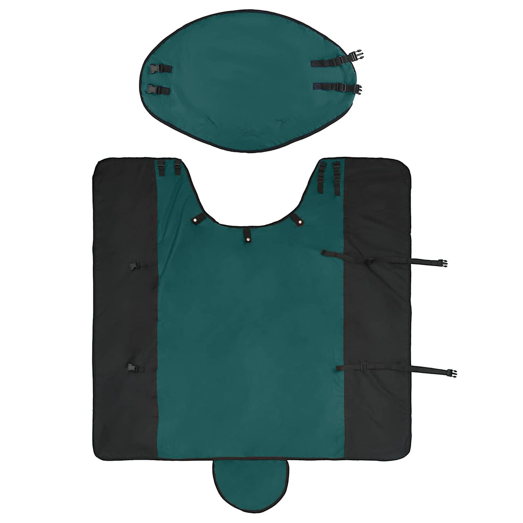 Coperta per Cavalli Verde Scuro e Nero 155 cm Poliestere