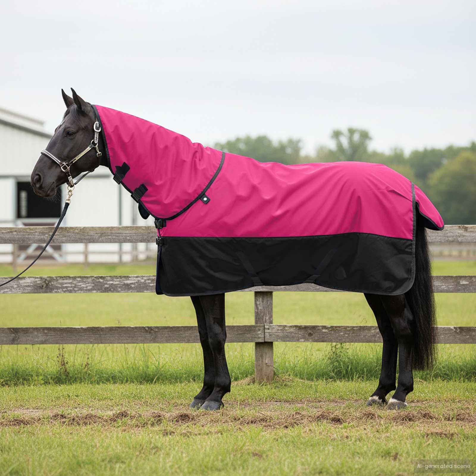 Coperta per Cavalli Rosa e Nero 125 cm Poliestere