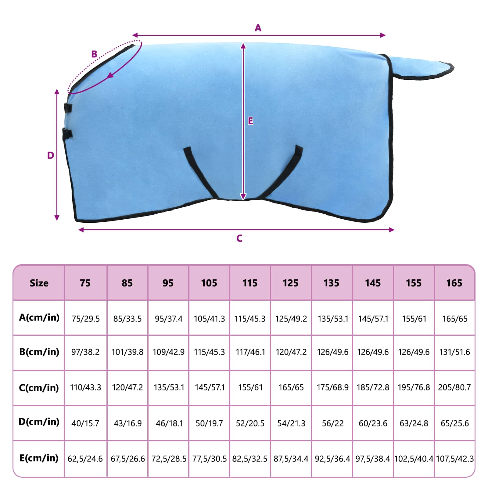 Coperta per Cavalli Aqua Completo 75 cm Poliestere