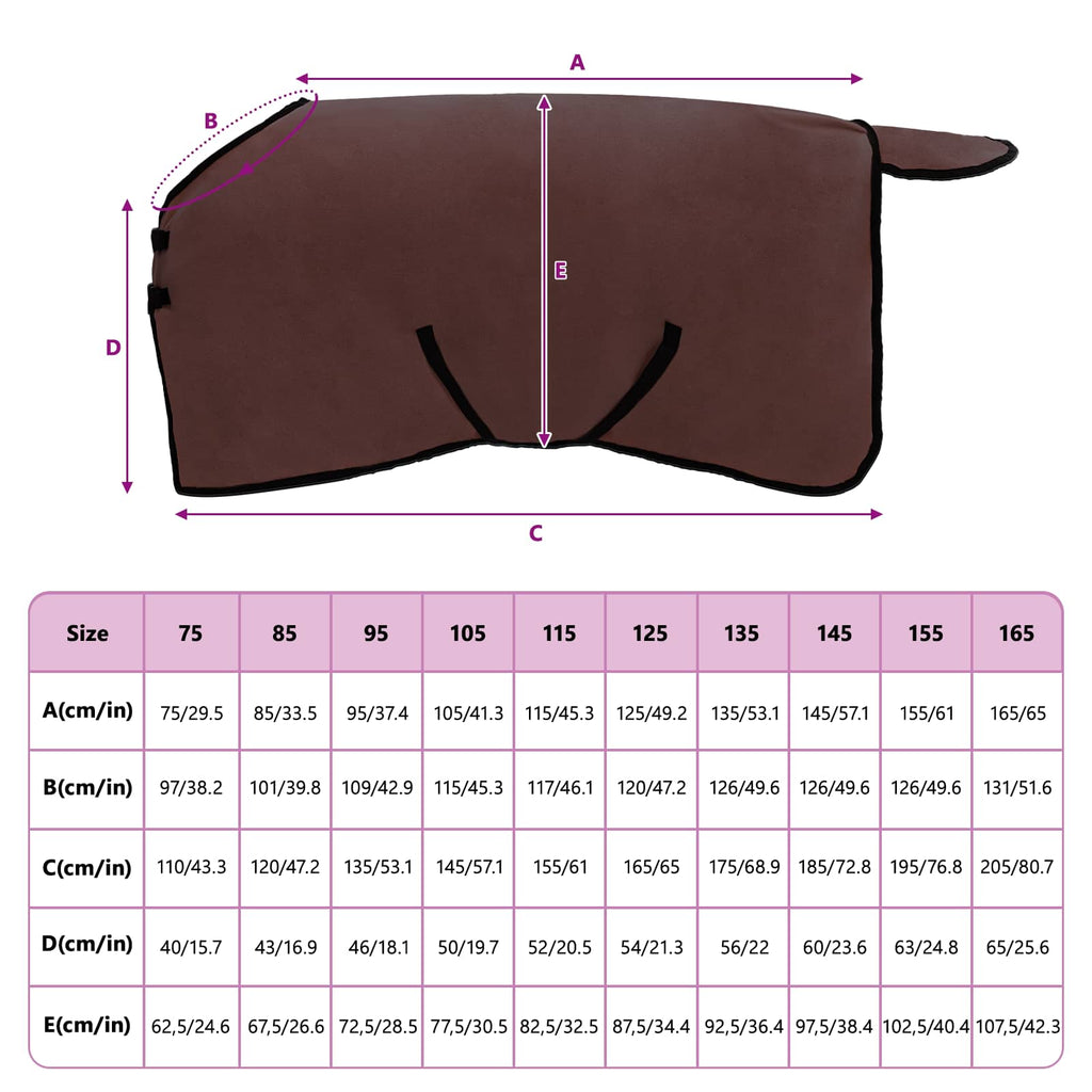 Coperta per Cavalli Marrone Scuro Completo 75 cm Poliestere