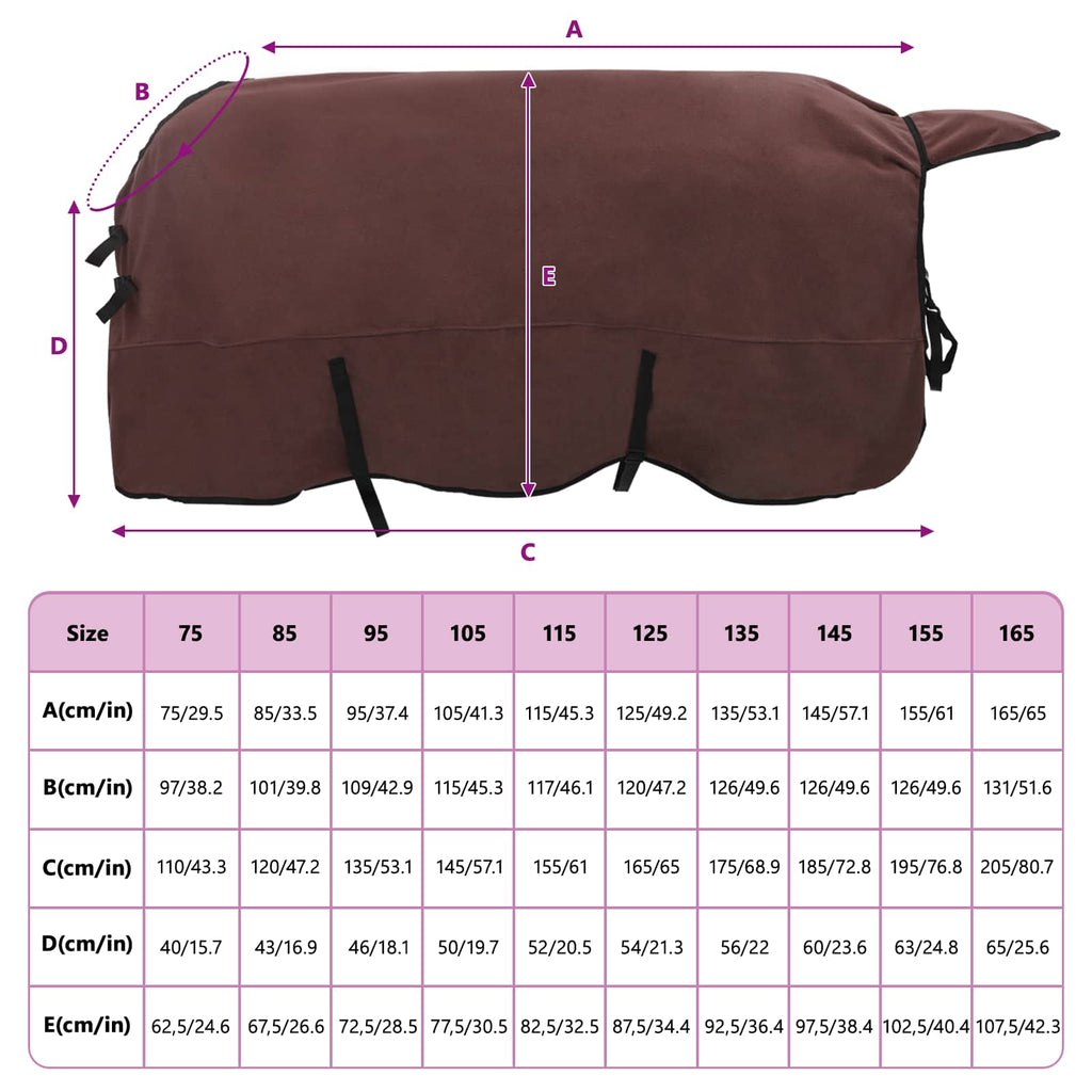 Coperta per Cavalli Marrone Scuro Completo 135 cm Poliestere