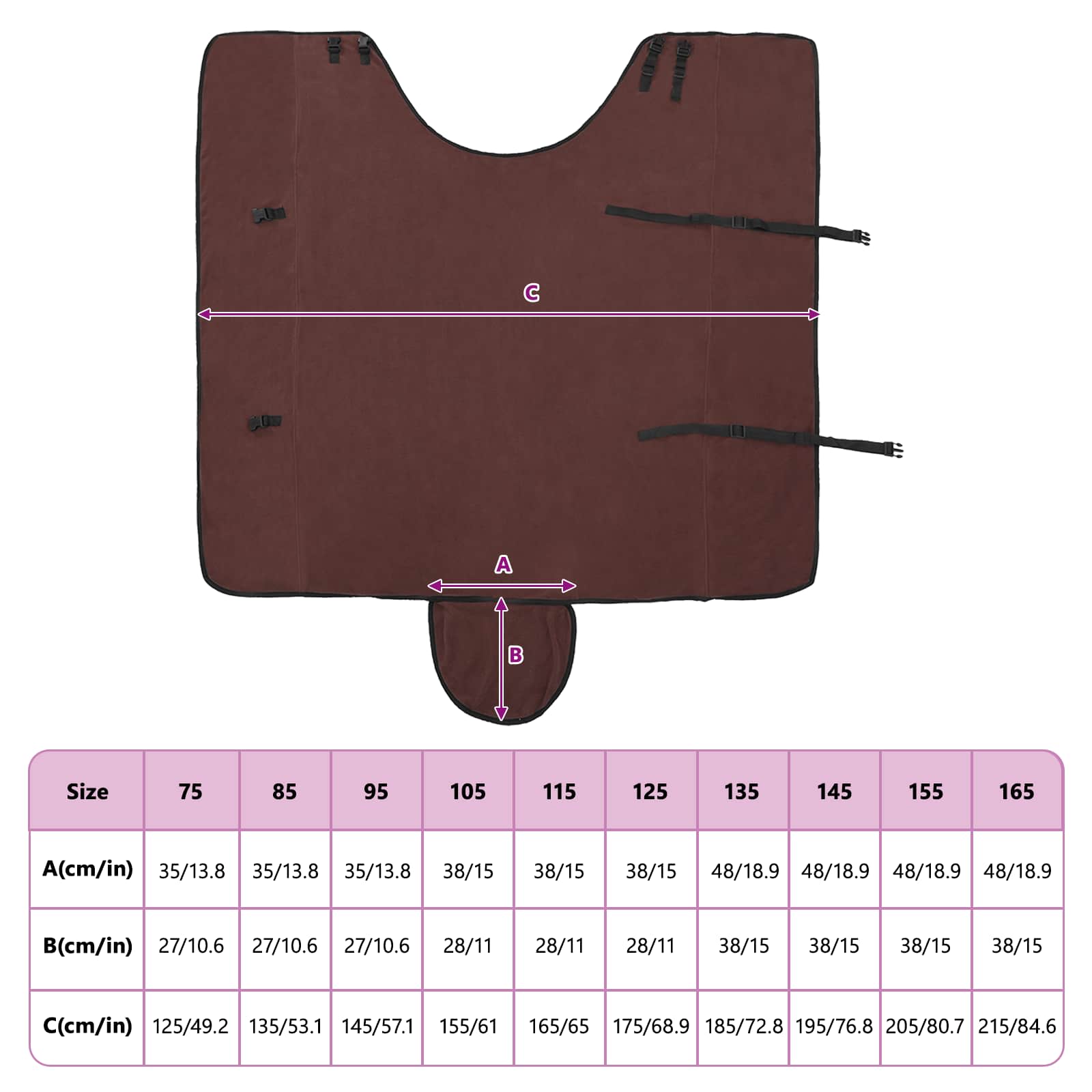 Coperta per Cavalli Marrone Scuro Completo 135 cm Poliestere