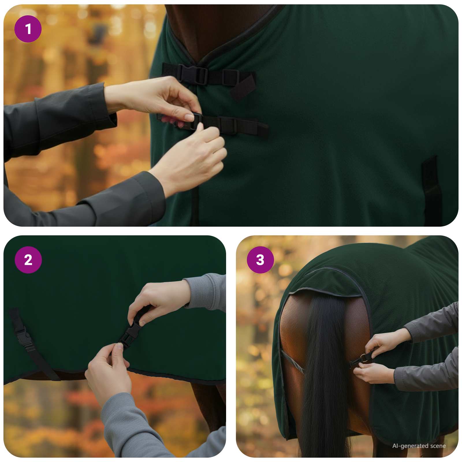 Coperta per Cavalli Verde scuro completo 75 cm Poliestere