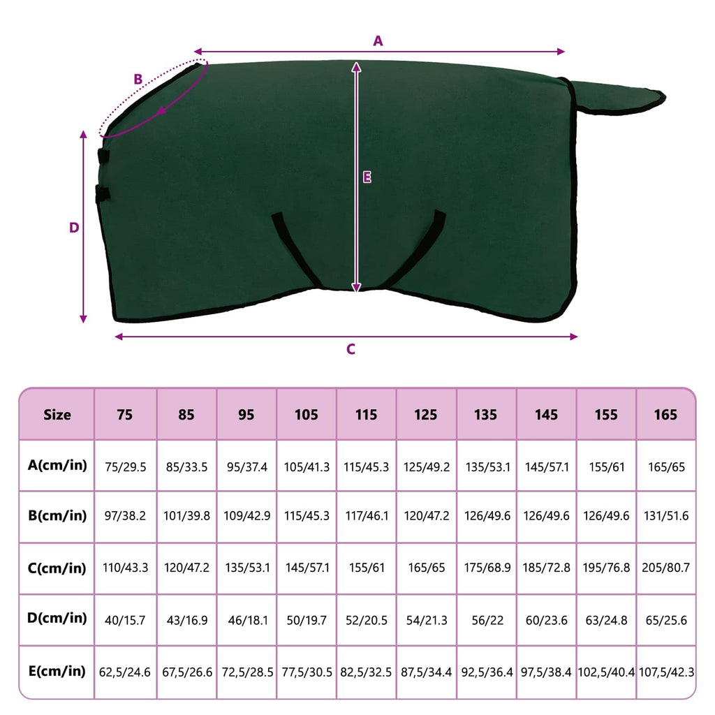 Coperta per Cavalli Verde scuro completo 75 cm Poliestere