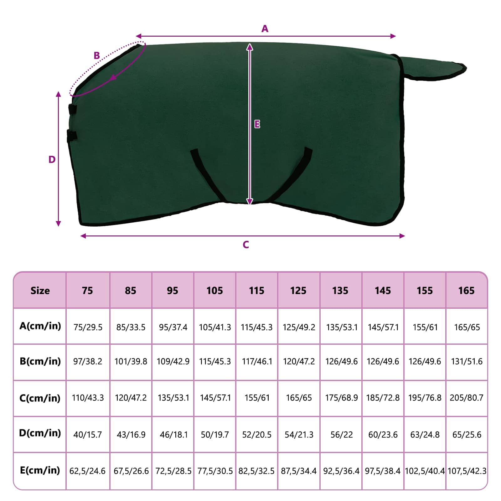 Coperta per Cavalli Verde scuro completo 75 cm Poliestere