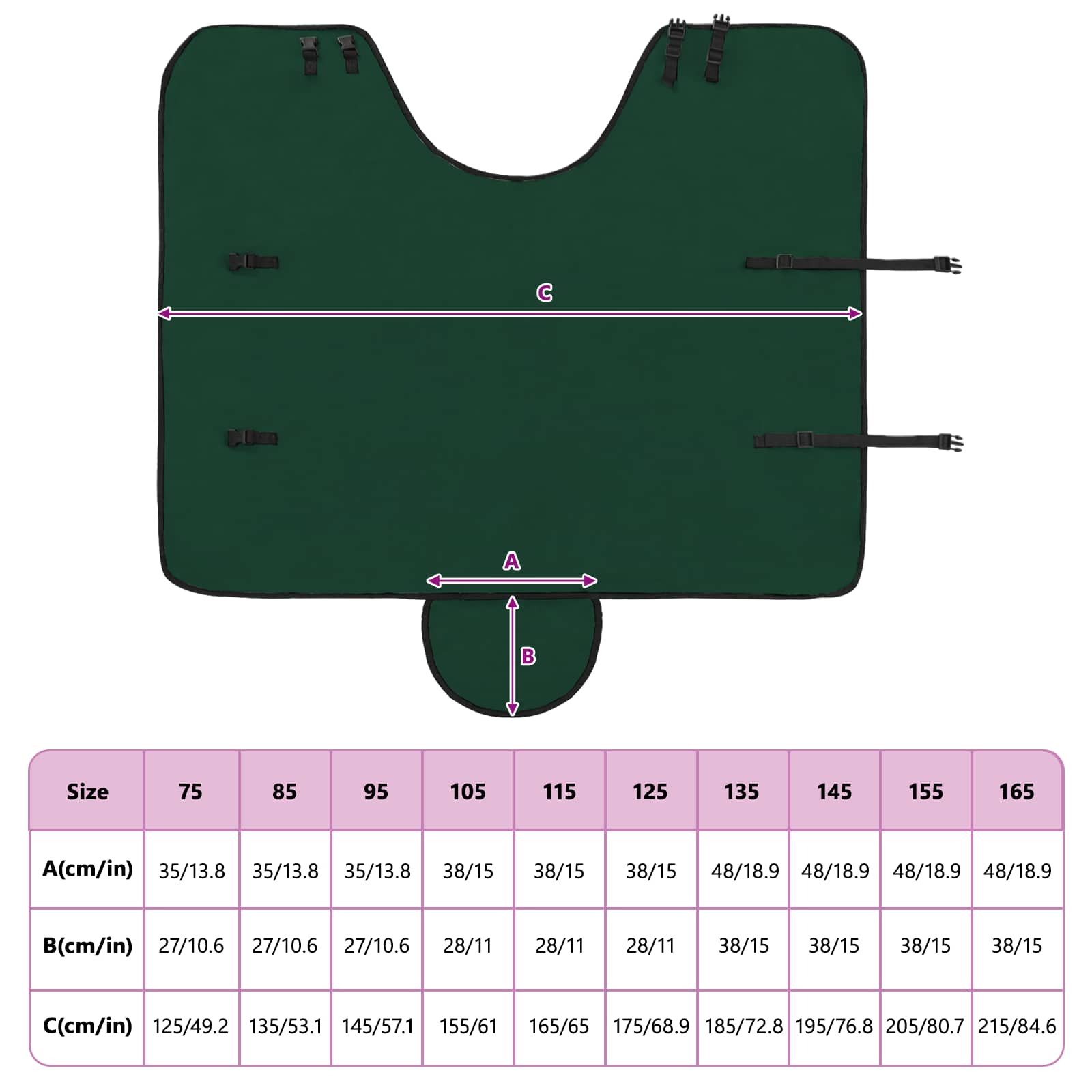 Coperta per Cavalli Verde scuro completo 75 cm Poliestere