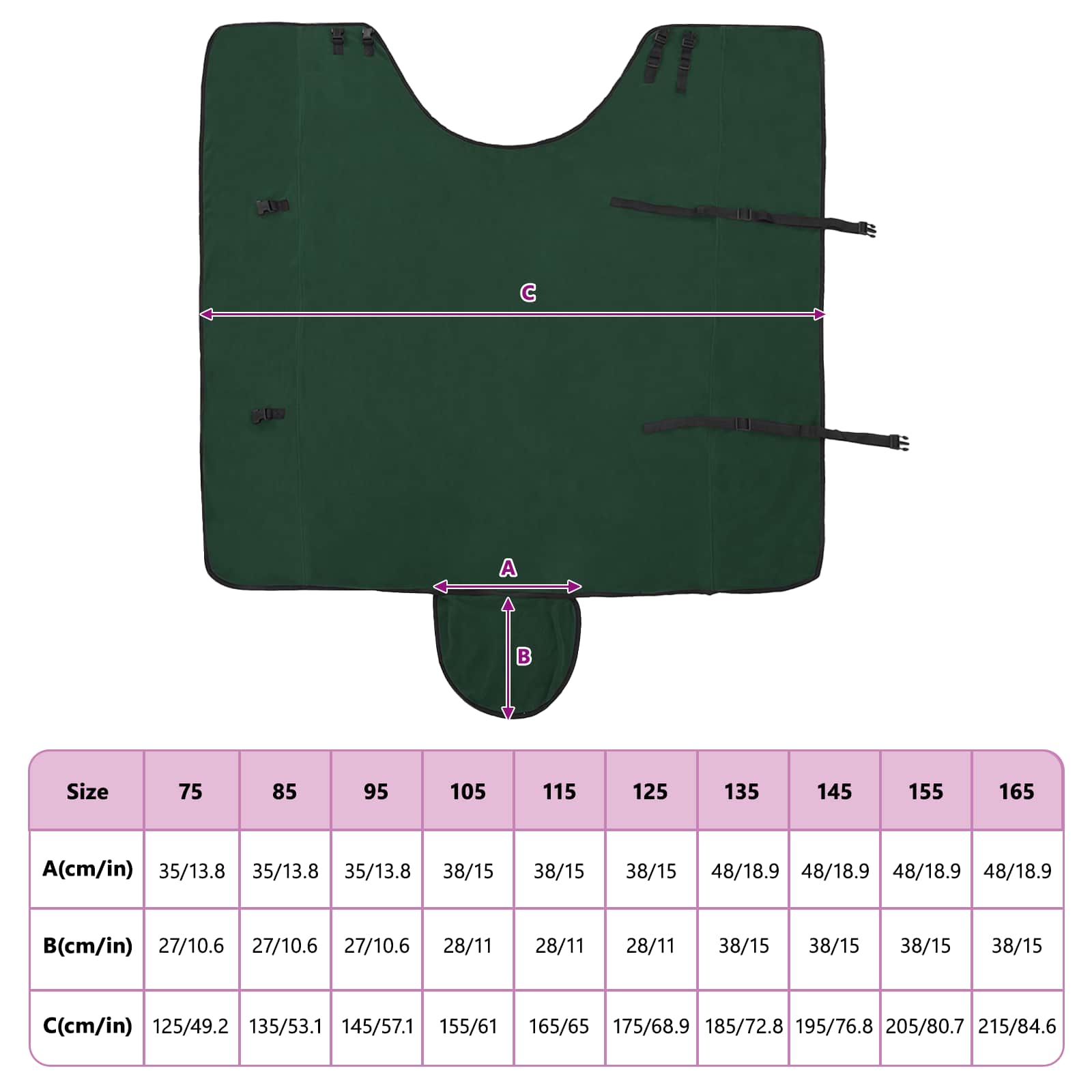 Coperta per Cavalli Verde scuro completo 145 cm Poliestere