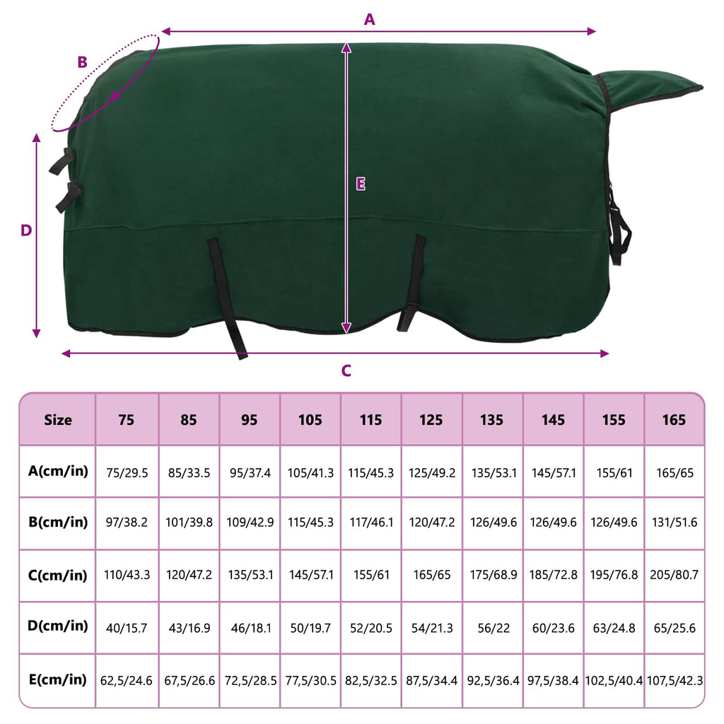 Coperta per Cavalli Verde scuro completo 165 cm Poliestere