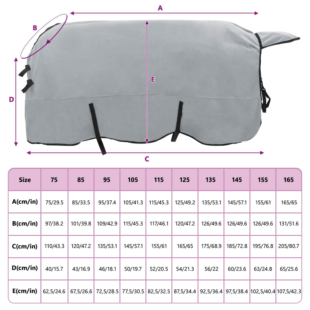 Coperta per Cavalli Grigio chiaro e rosa completo 125 cm