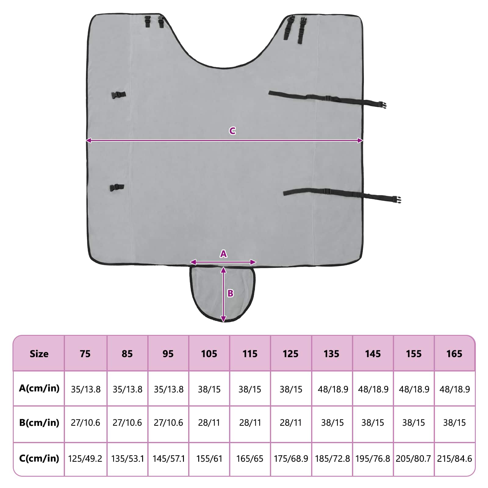 Coperta per Cavalli Grigio chiaro e rosa completo 145 cm