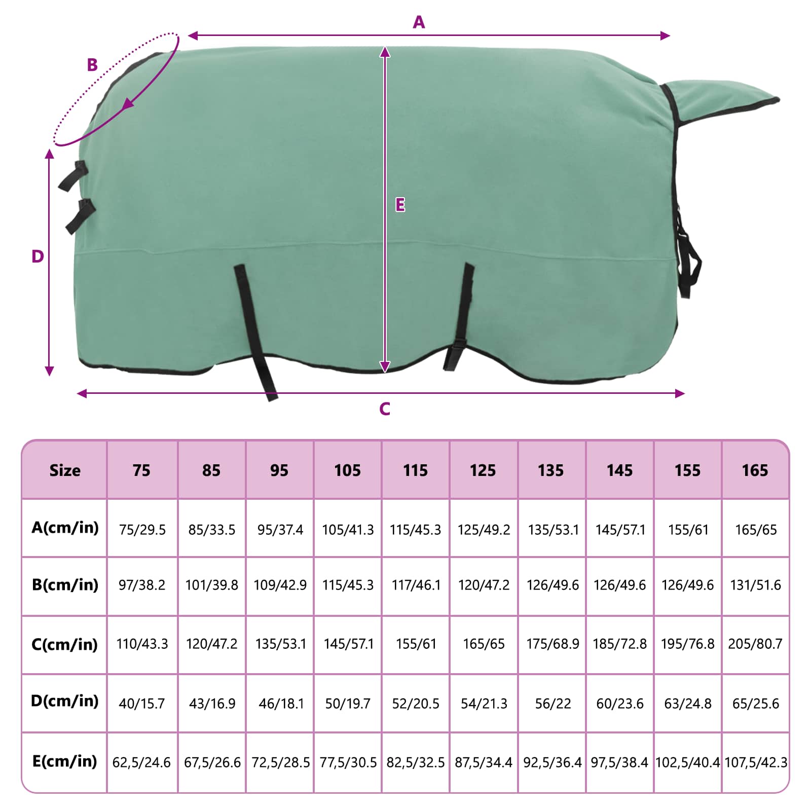 Coperta per Cavalli Verde speciale 165 cm Poliestere