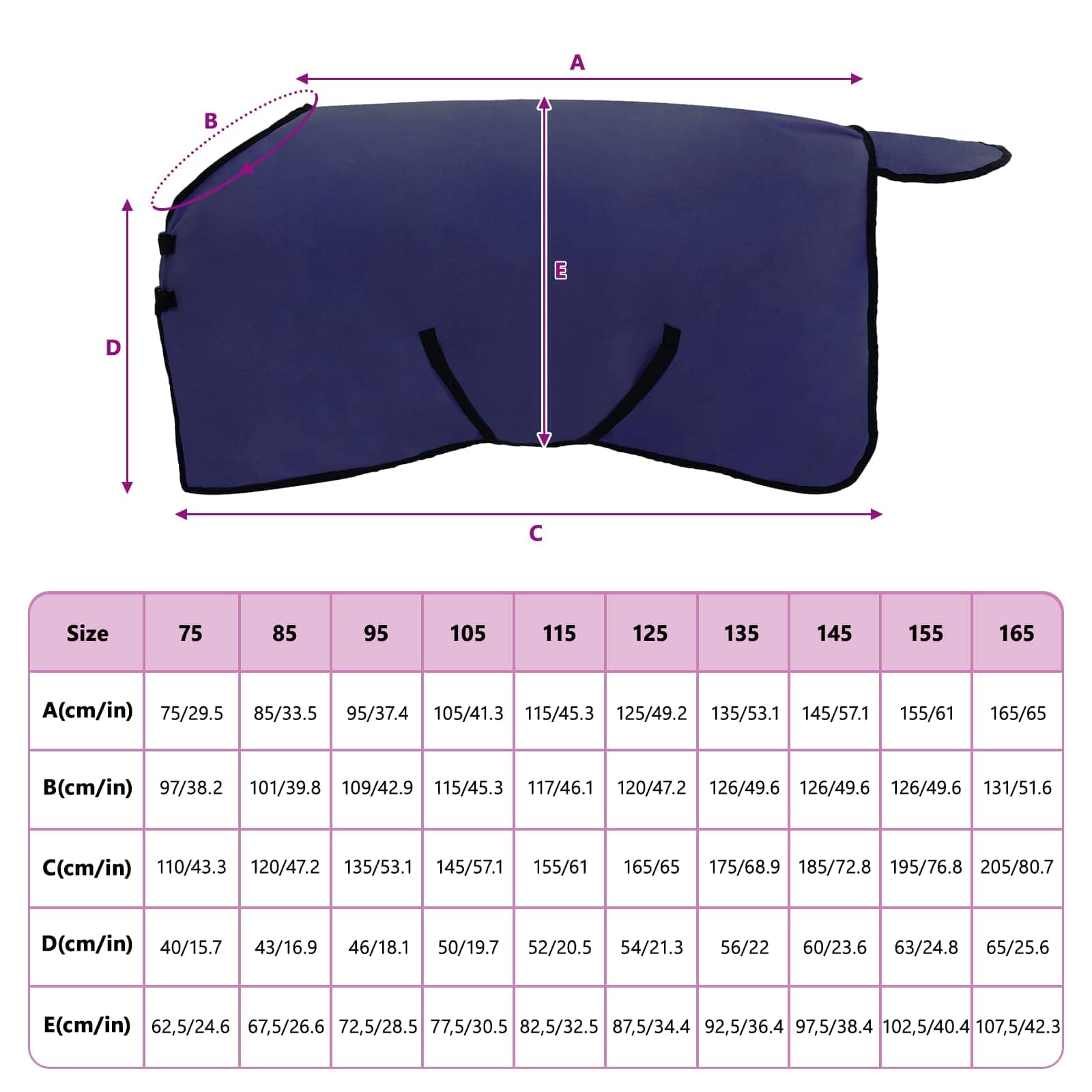 Coperta per Cavalli Blu navy 115 cm Poliestere