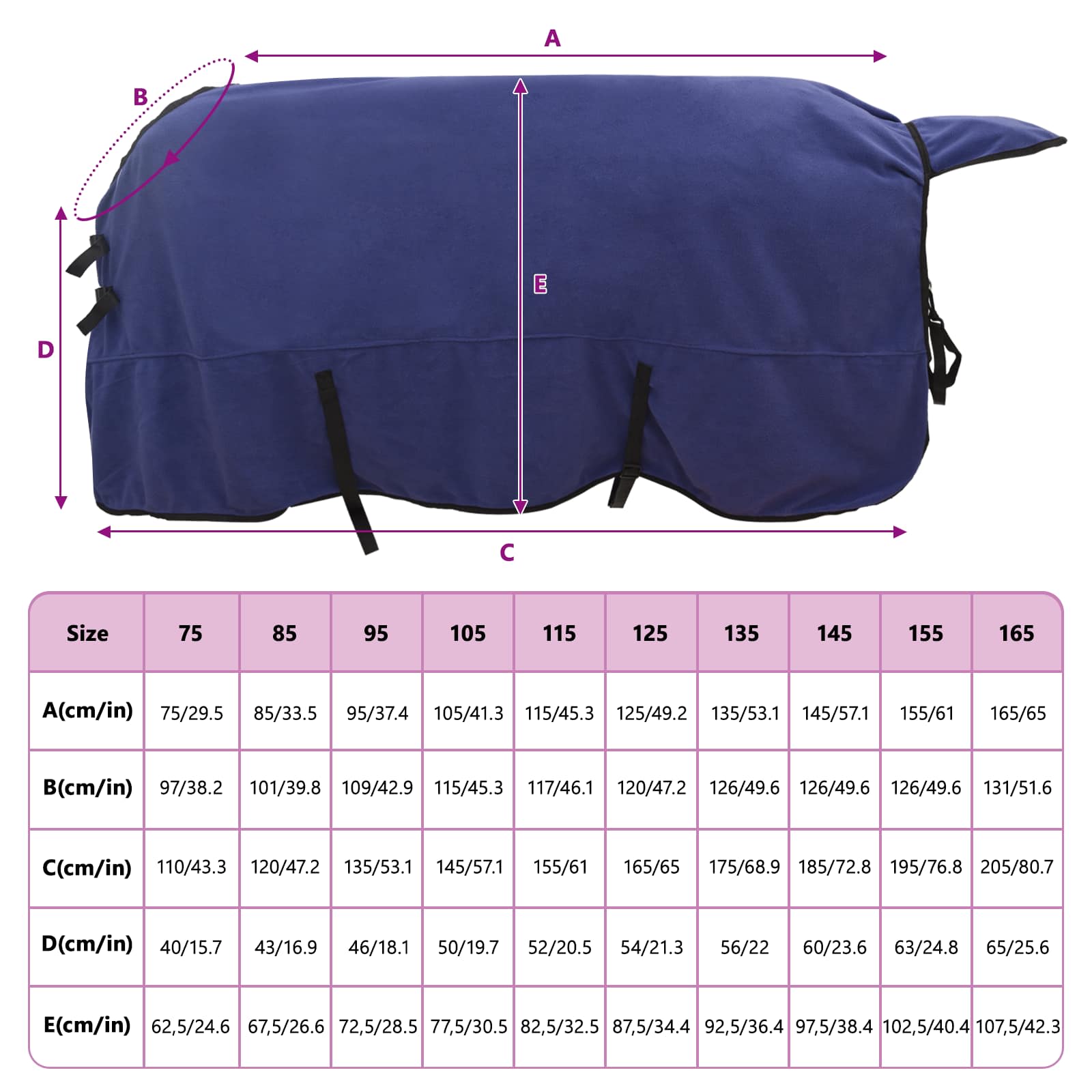Coperta per Cavalli Blu navy 145 cm Poliestere