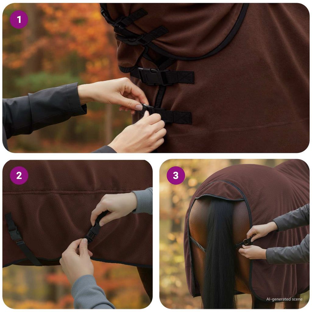 Coperta per Cavalli Marrone Scuro Completo 125 cm Poliestere
