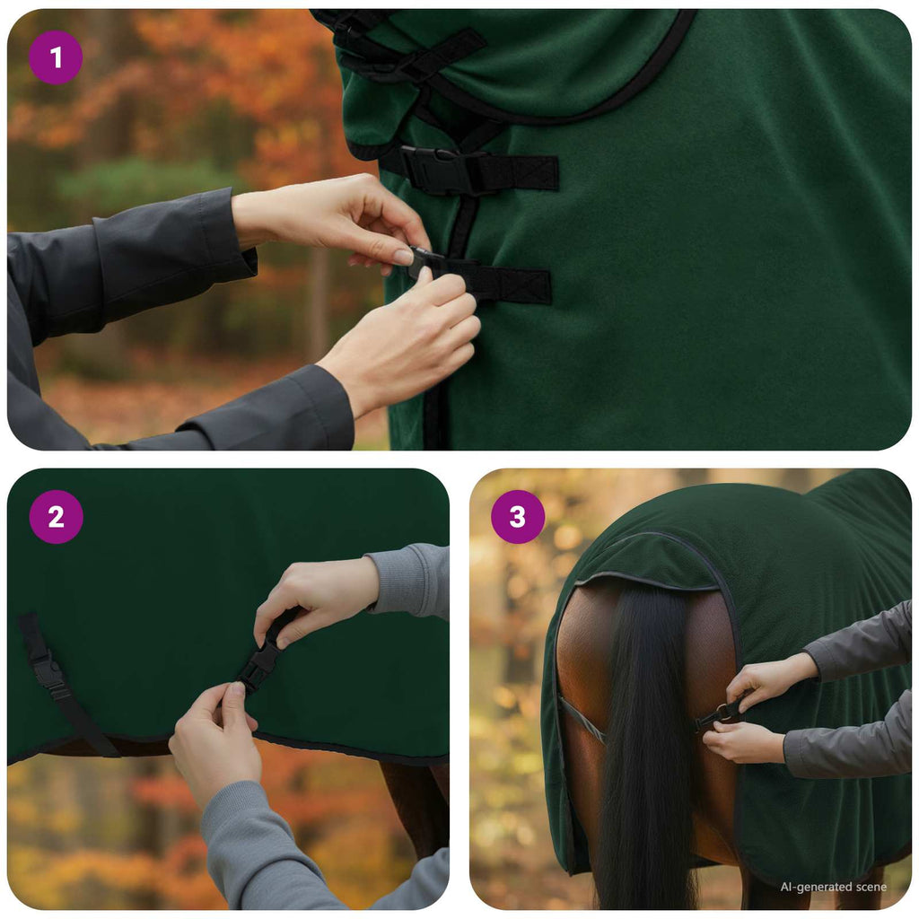 Coperta per Cavalli Verde scuro completo 115 cm Poliestere