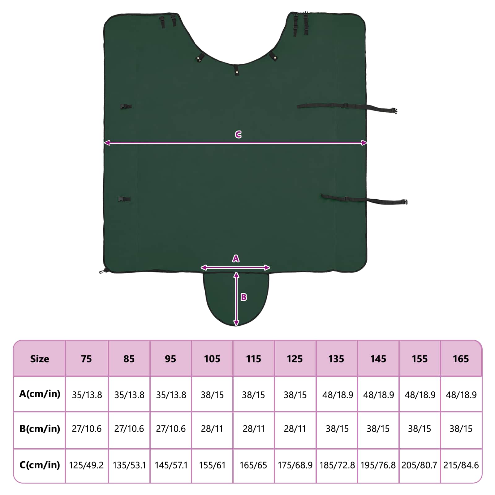 Coperta per Cavalli Verde scuro completo 145 cm Poliestere