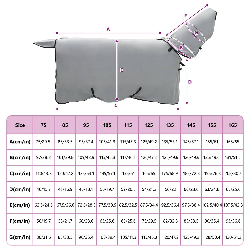 Coperta per Cavalli Grigio chiaro e rosa completo 105 cm