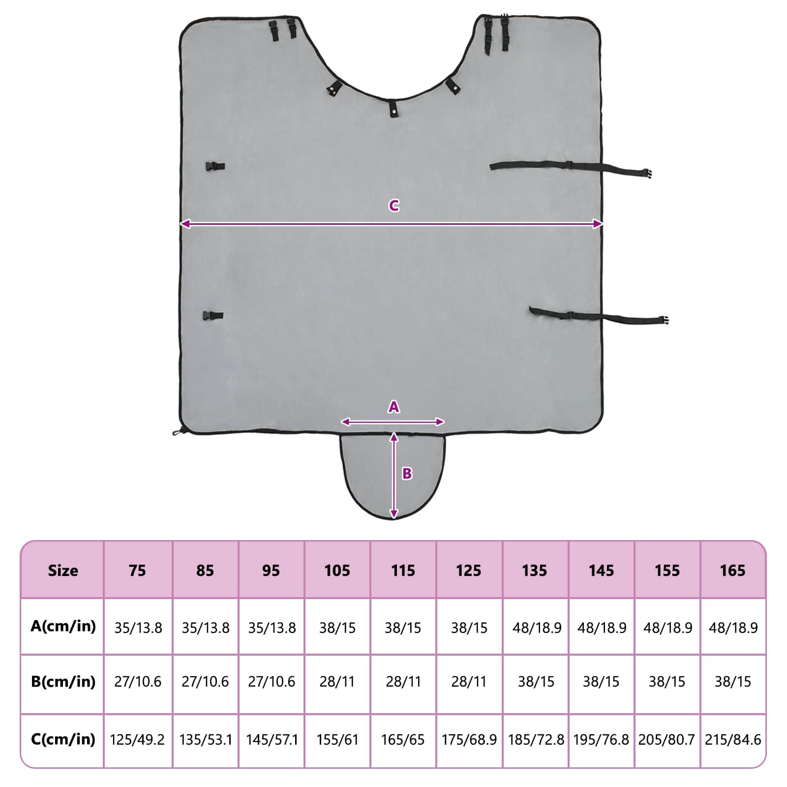 Coperta per Cavalli Grigio chiaro e rosa completo 115 cm