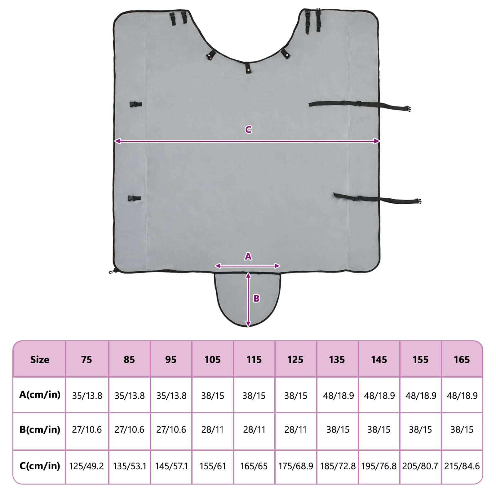 Coperta per Cavalli Grigio chiaro e rosa completo 135 cm