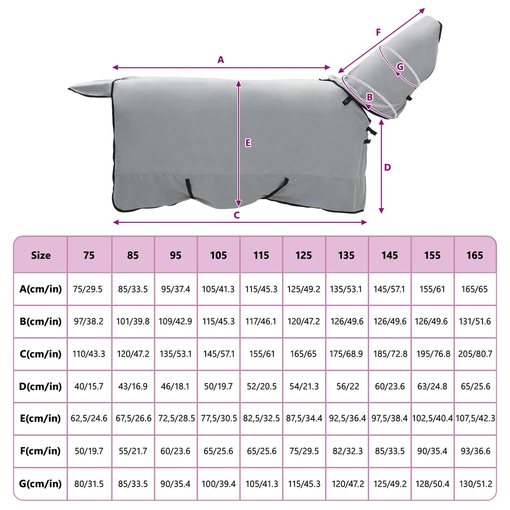 Coperta per Cavalli Grigio chiaro e rosa completo 155 cm