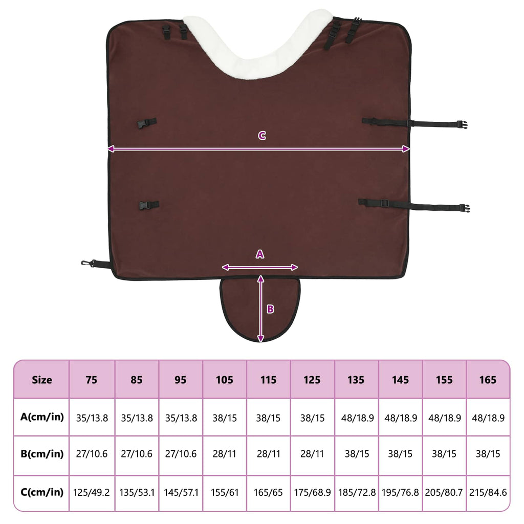 Coperta per Cavalli Marrone Scuro Completo 85 cm Felpa in pile