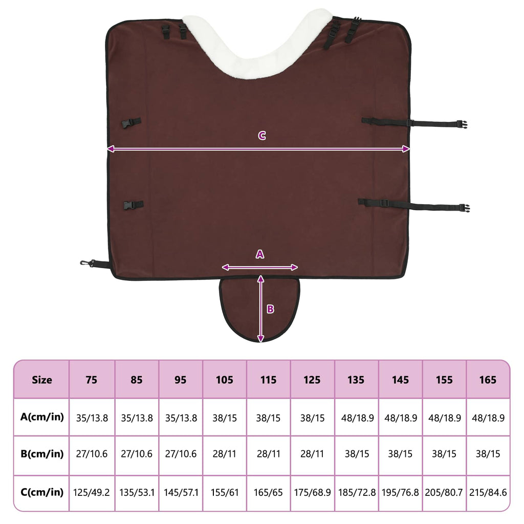 Coperta per Cavalli Marrone Scuro Completo 165 cm Felpa in pile