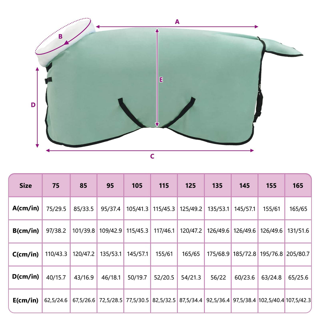 Coperta per Cavalli Verde scuro completo 95 cm Felpa in pile